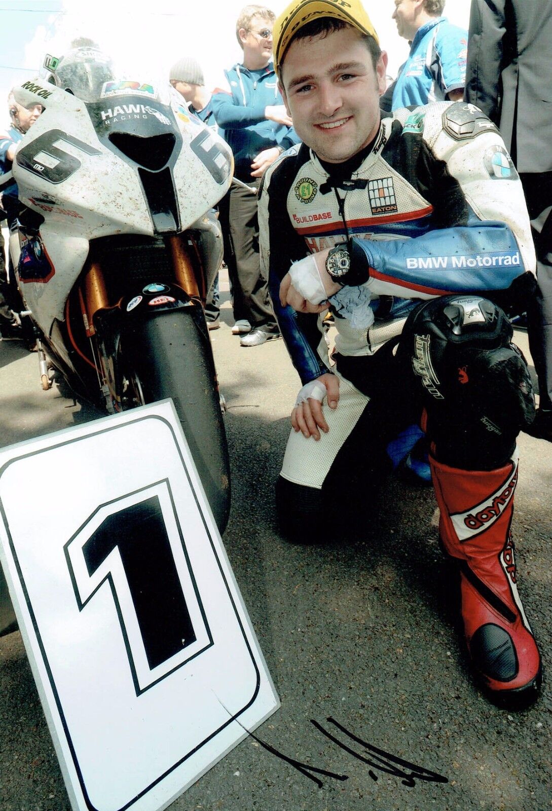 Michael DUNLOP SIGNED Autograph 12x8 Photo Poster painting 3 AFTAL COA IOM TT BMW Rider Legend