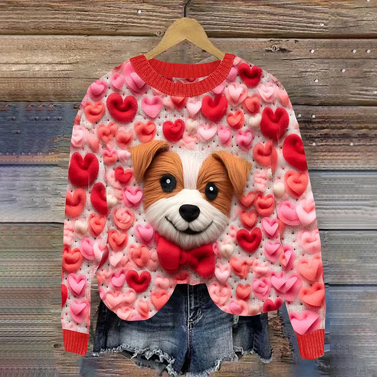 VChics Valentine's Day Red Heart Dog Comfortable Knitted Sweater