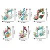 6Pcs DIY Musical Notes Double Sided Diamond Painting Keychains