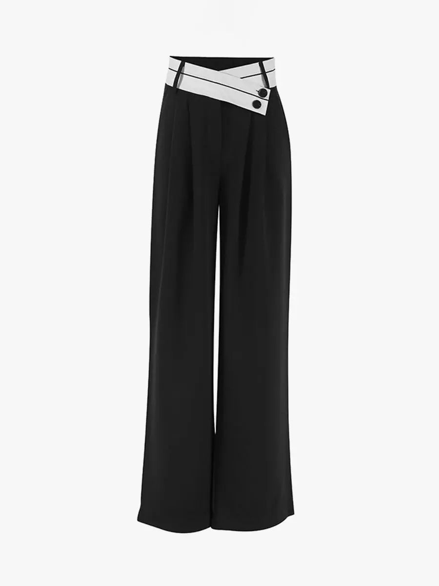 Irregular Splicing High Waist Wide Leg Pants