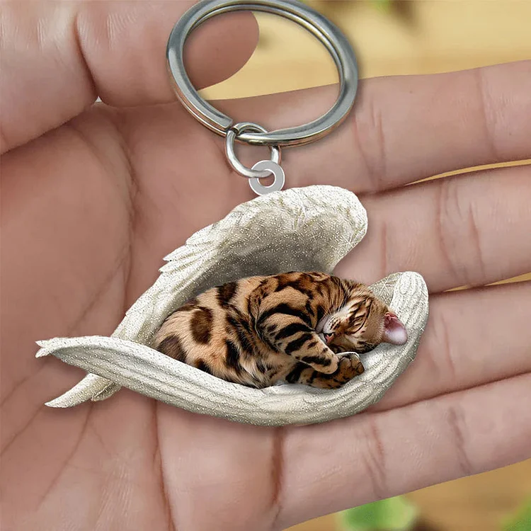 Bengal Cat Sleeping Angel Necklace