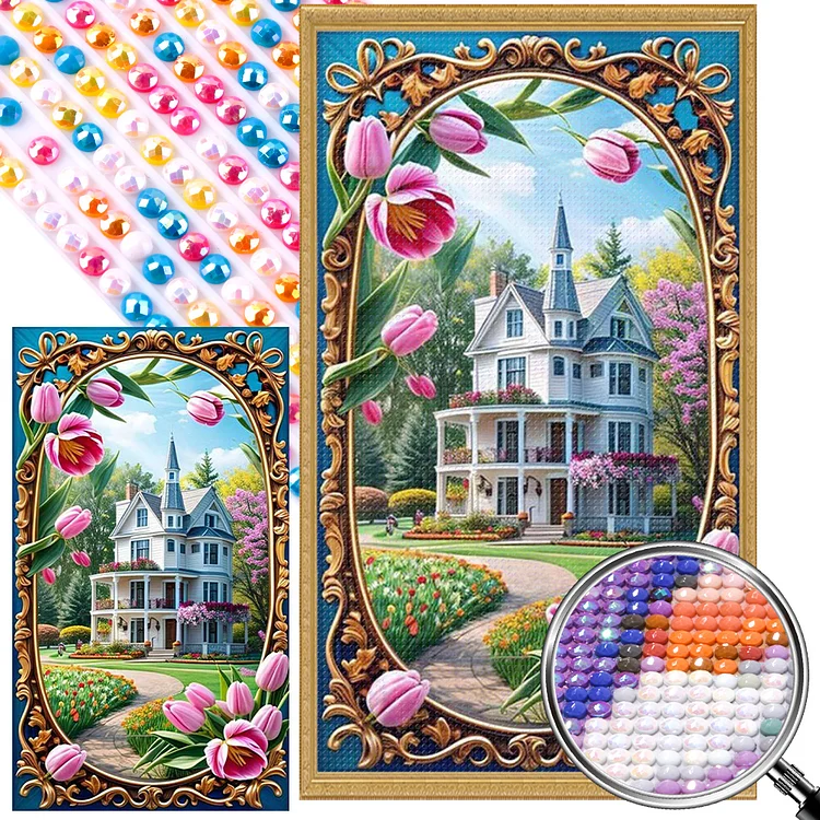 Partial AB Drill - Full Round Diamond Painting - Picture Frame Garden 40*70CM