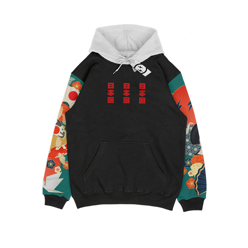 Japan And Dragon Printed Men's Hoodie