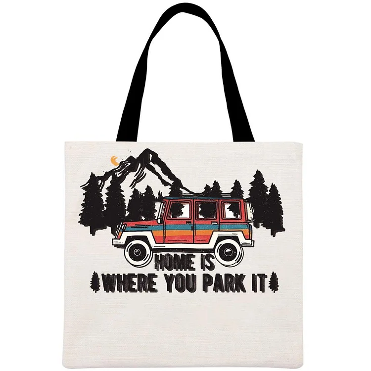 Home Road Trip Travel Printed Linen Bag-Annaletters