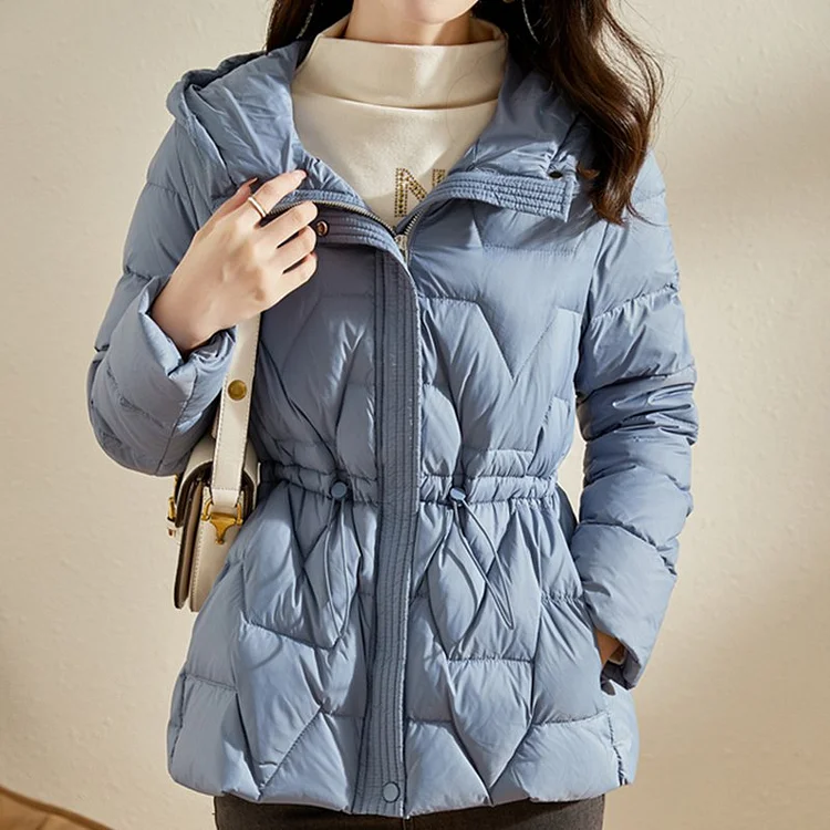 Blue Drawstring Shift Casual Outerwear QueenFunky