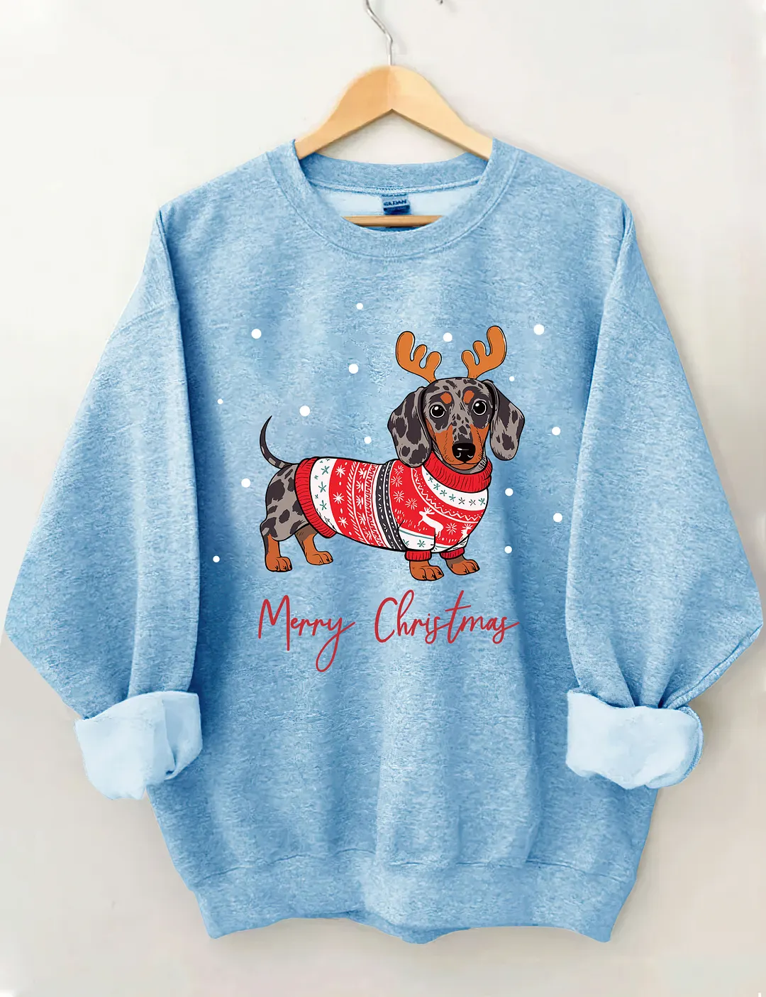 Dapple Dachshund Merry Christmas Holiday Sweatshirt