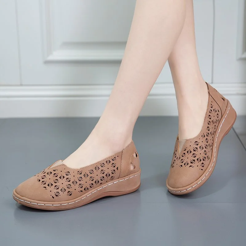 Yyvonne Spring New Large-Size Hollow Open Sleeker Single Shoes Light And Comfortable Simple Women's Shoes