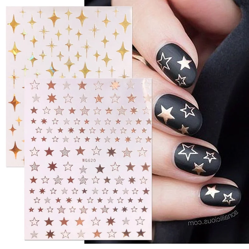 3D Glitter French Stickers On Nails Silver Powder White Hypotenuse Edge Nail Art Decals Sliders Shiny Adhesive Sliders Manicures