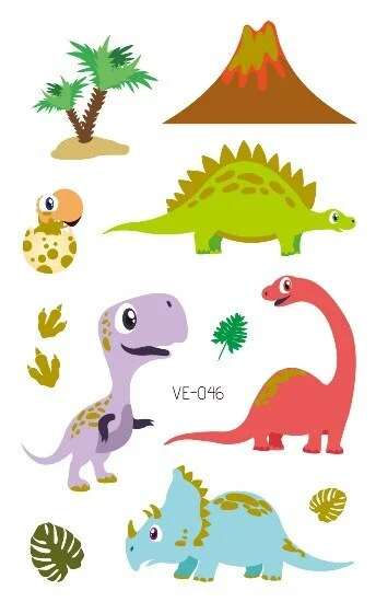 24 kinds Cartoon Dinosaur Bronzing Tattoo Sticker Child Temporary Stickers Body Tatoo for Kids Cute Waterproof Temporary Tattoos