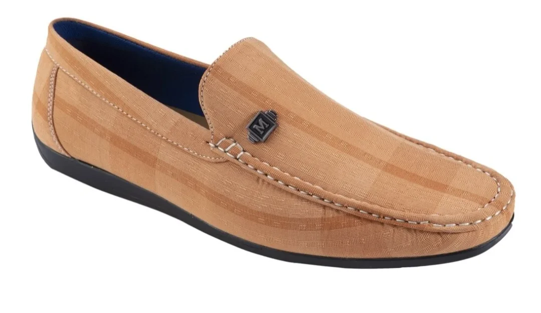 Asymmetrical Prints Men's Caramel Fashion Loafer Shoes