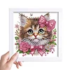 (US Only)18x18cm Cat DIY Special Shape Crystal Partial Diamond Painting w Frame