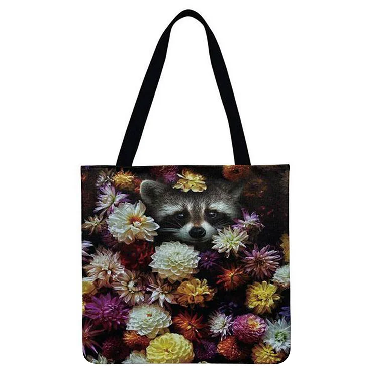Animals In Flowers - Linen Tote Bag