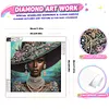 Lakeside Blue Bead Black Lady Special Shaped 5D DIY Partial Drill Diamond Art Kit 30x30cm Diamonds Dots Gem Art Kits for Adults Home Decor