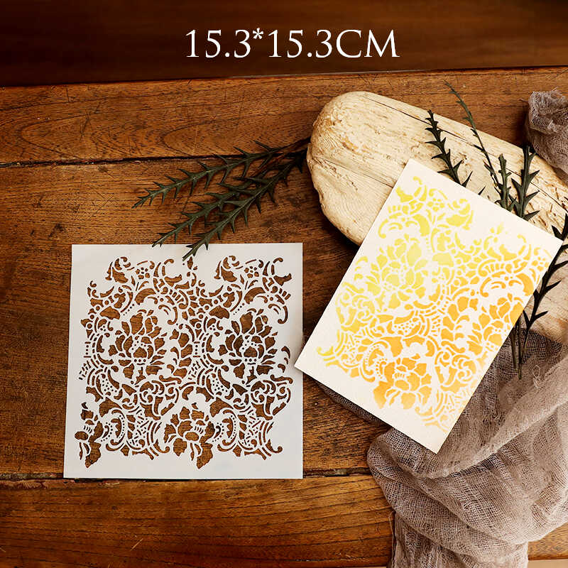 Journalsay Vintage Hollow flower Carved PET Plastic Shielding Plate Stencils 