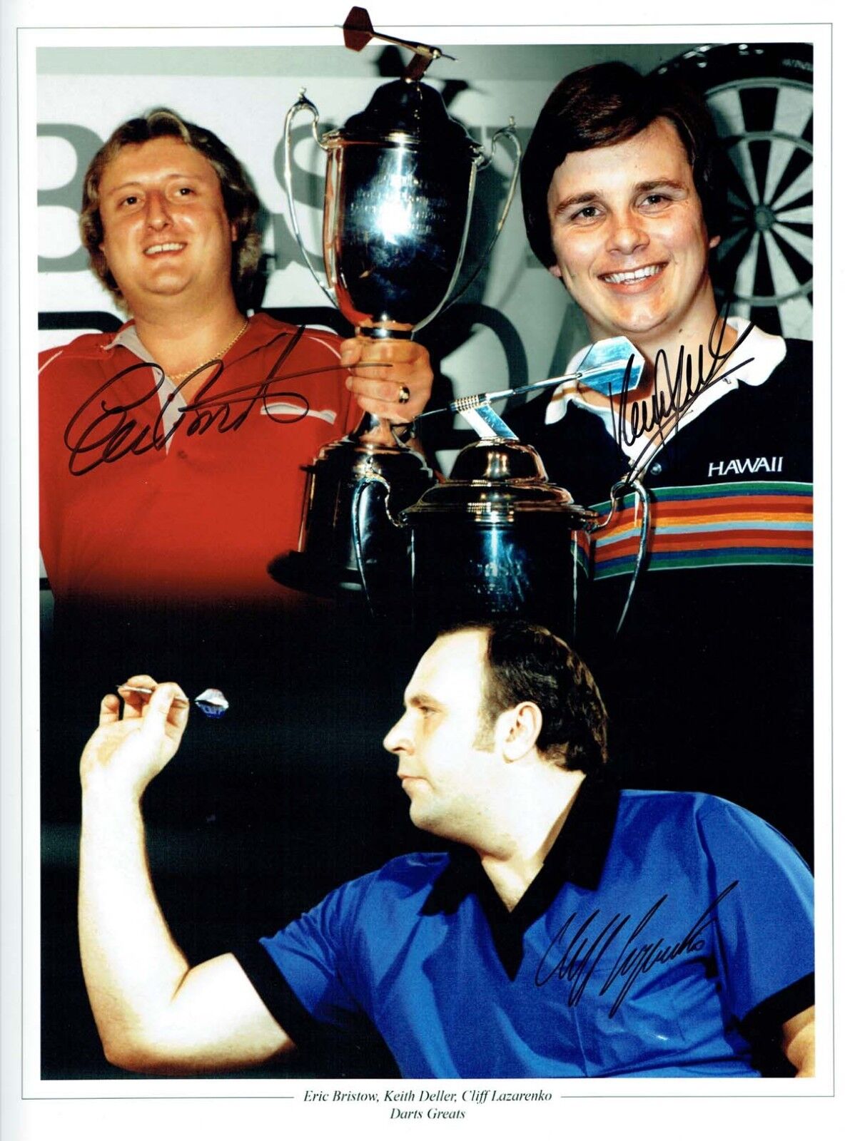 Eric BRISTOW Keith DELLER Cliff LAZARENKO Signed Autograph Darts Photo Poster painting AFTAL COA