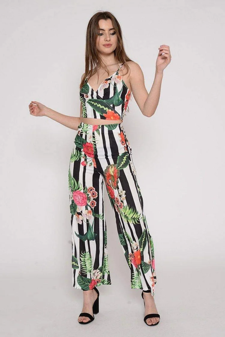 Stripe and Floral Print Co-ord Set Katch Me