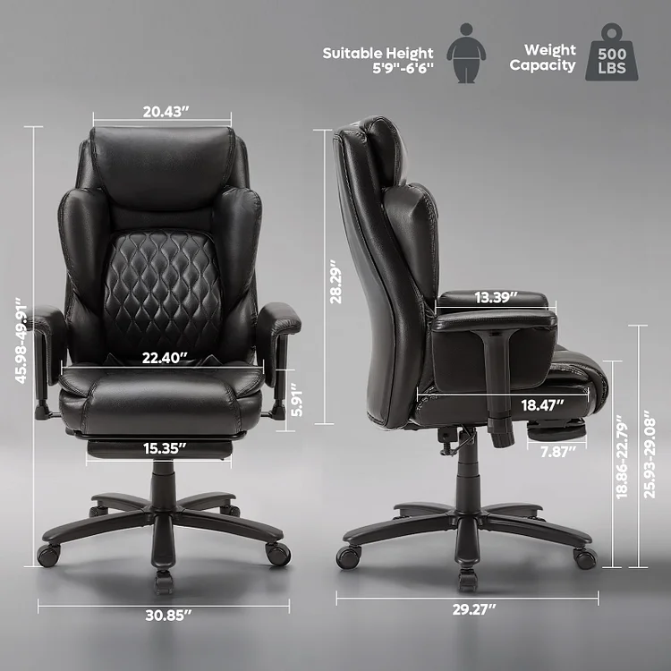 Bestier High-Back Office Chair with Footrest - Wide Seat, Heavy Duty Frame, Lumbar Support & Reclining for Home or Office