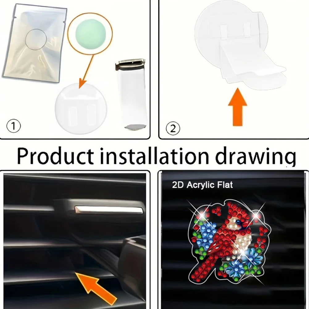 4pc Bird DIY Diamond Painting Car Air Vent Clip Air Freshener for Adult Beginner