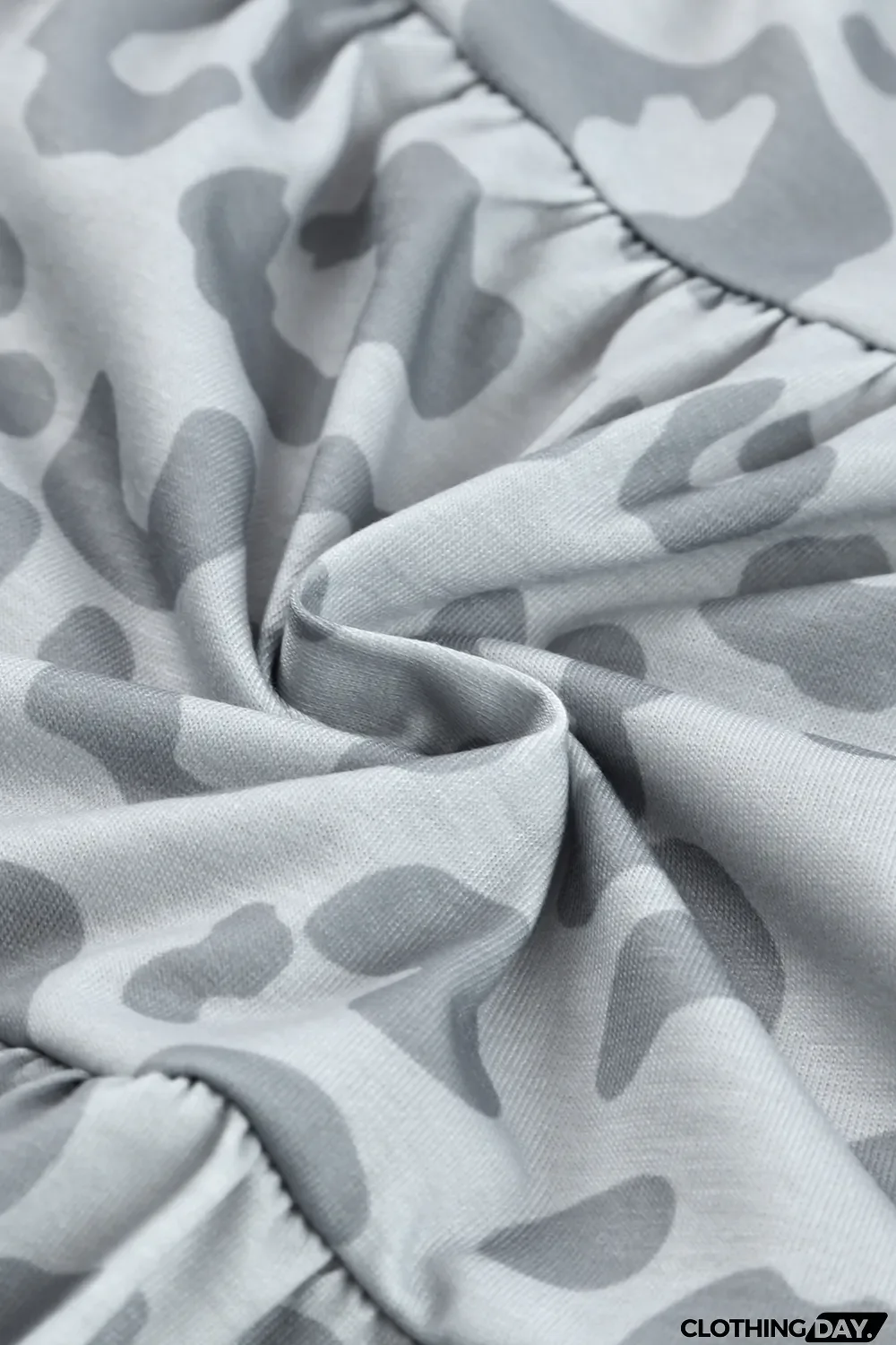 Gray Leopard Print Flutter Sleeve Tiered Tank Top