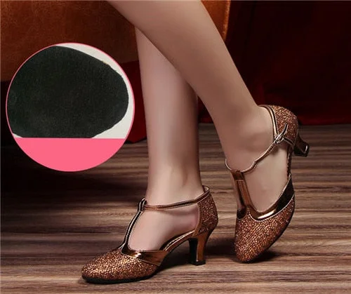 HoYeeLin New Modern Dance Shoes Women Ladies Closed Toe Tango Shoes Standard Waltz Ballroom Dancing Heels Indoor Suede Sole