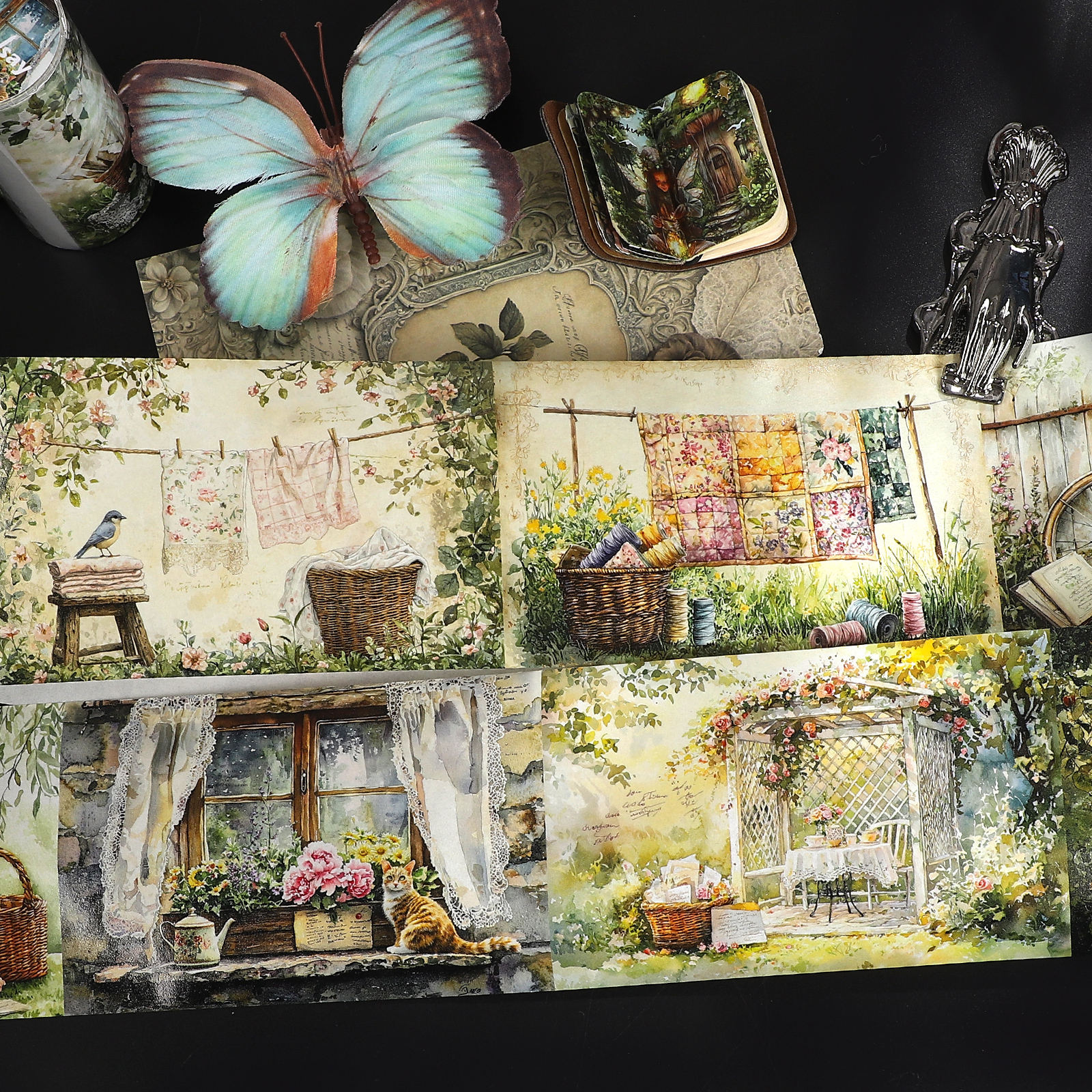 와시 테이프 - 80mm*200cm 빈티지 가든 플라워