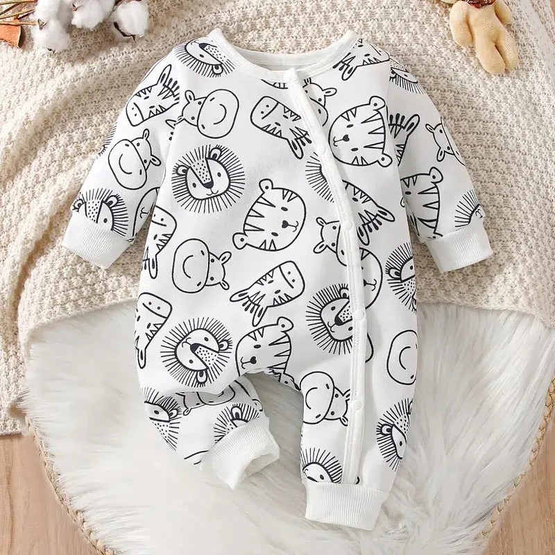 Cute Cartoon Animals Printed Baby Jumpsuit