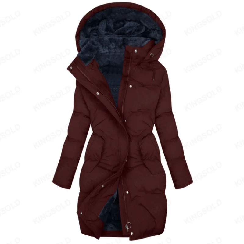 Nigikala Nigikala Autumn And Winter Women's New Burst Solid Color Waterproof Long-Sleeved Hooded Fashion Cotton Suit Long-Sleeved Hood