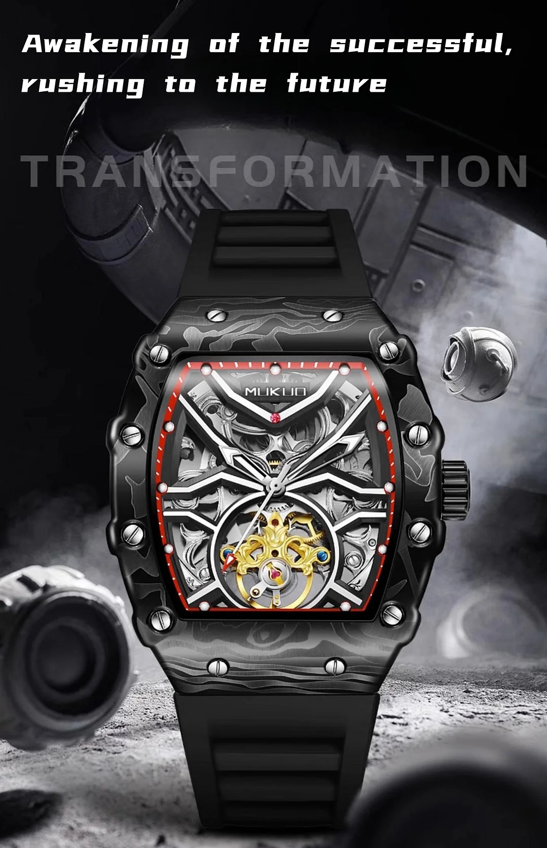 Fully Automatic Mechanical Skeleton Tourbillon Personalized Luminous Waterproof Watch
