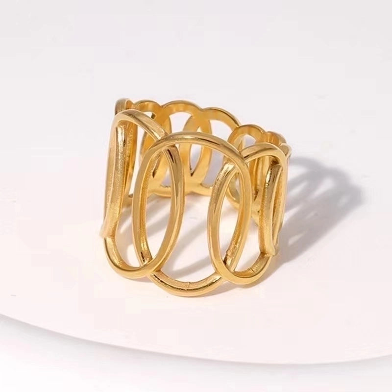 Retro Geometric Stainless Steel Gold Plated Plating Open Rings