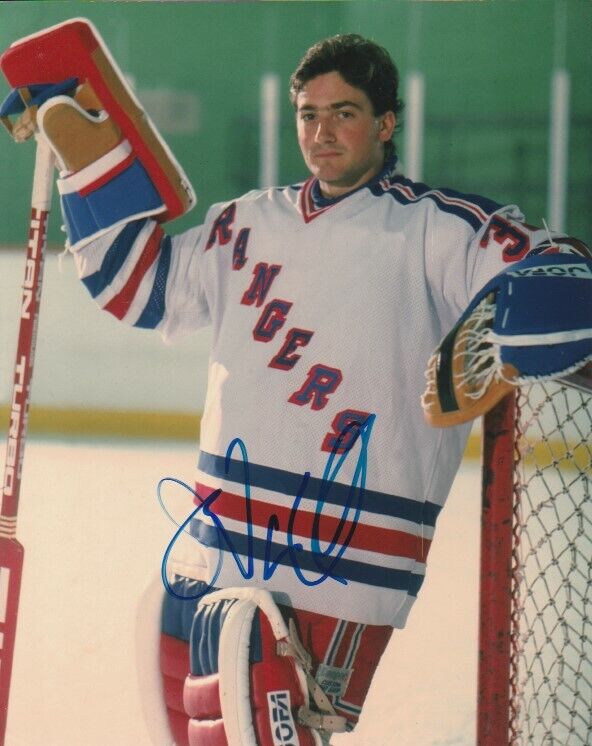 JOHN VANBIESBROUCK SIGNED NEW YORK NY RANGERS GOALIE 8x10 Photo Poster painting #3 Autograph