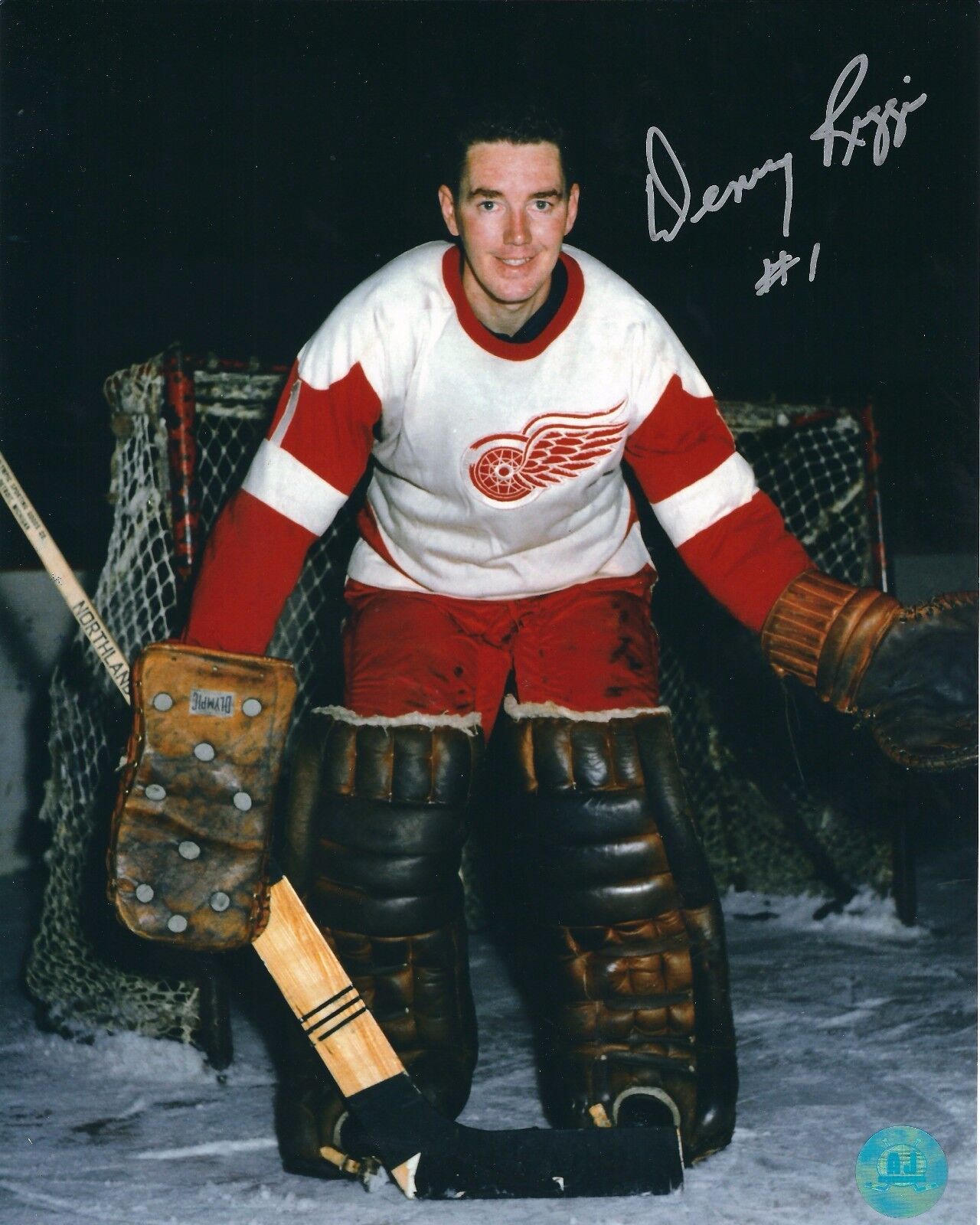 Autographed DENNIS RIGGIN Detroit Red Wings 8x10 Photo Poster painting - COA