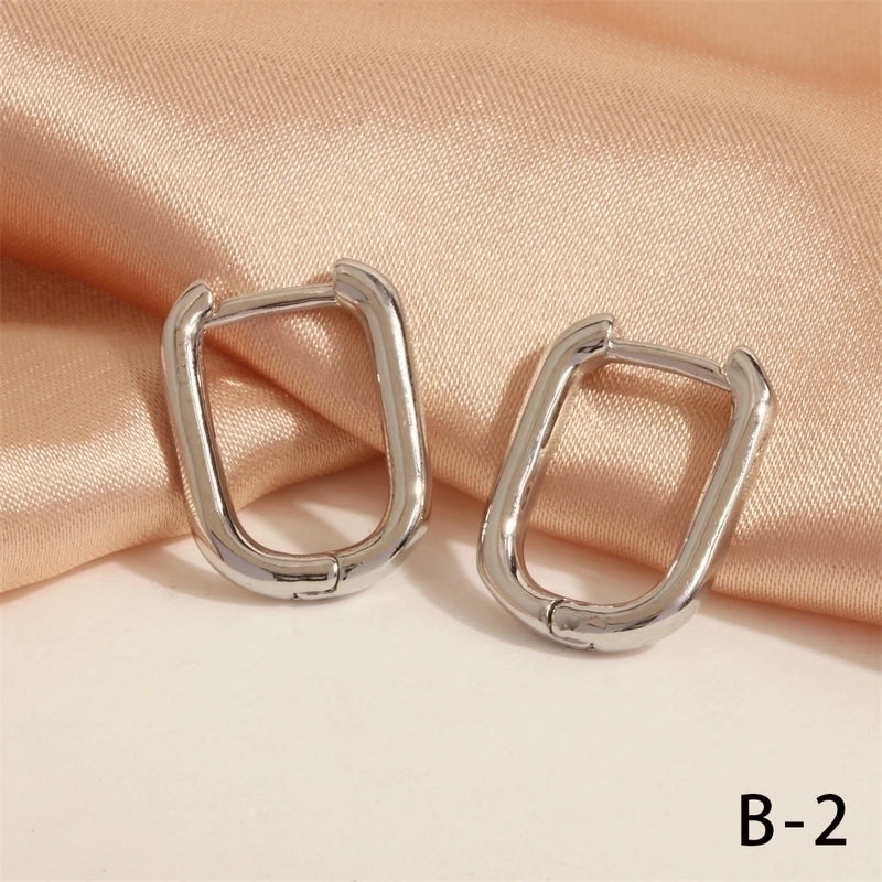 1 Pair Minimalist U Shape Round Plating Copper 18k Gold Plated Hoop Earrings