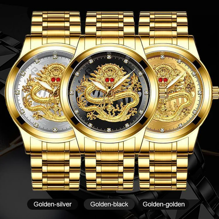 Embossed Golden Dragon Watch