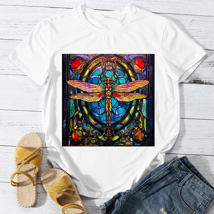 Church Mystical Dragonfly Women Round Neck T-shirt - BSTCA0074