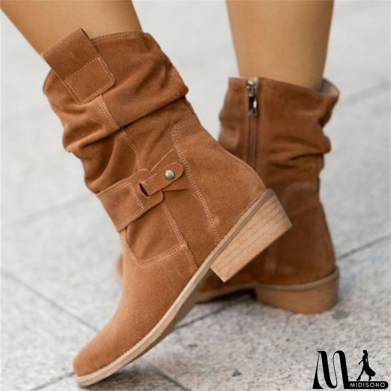 MidiSono - Autumn Winter Ladies Casual Round Head Boots