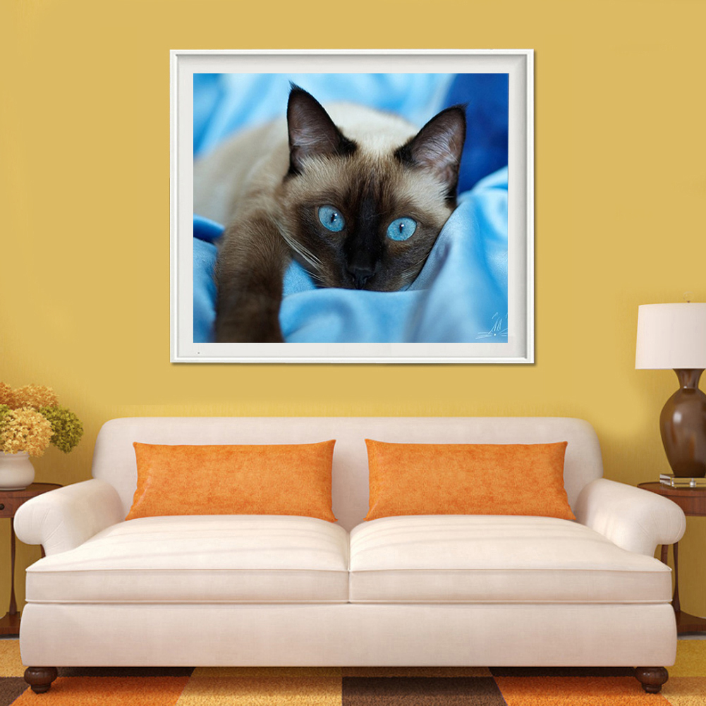 

(Multi-Size) Blue Eye Cat - Round/Square Drill Diamond Painting - 40*30CM, Square diamond 30*40cm, 501 Original