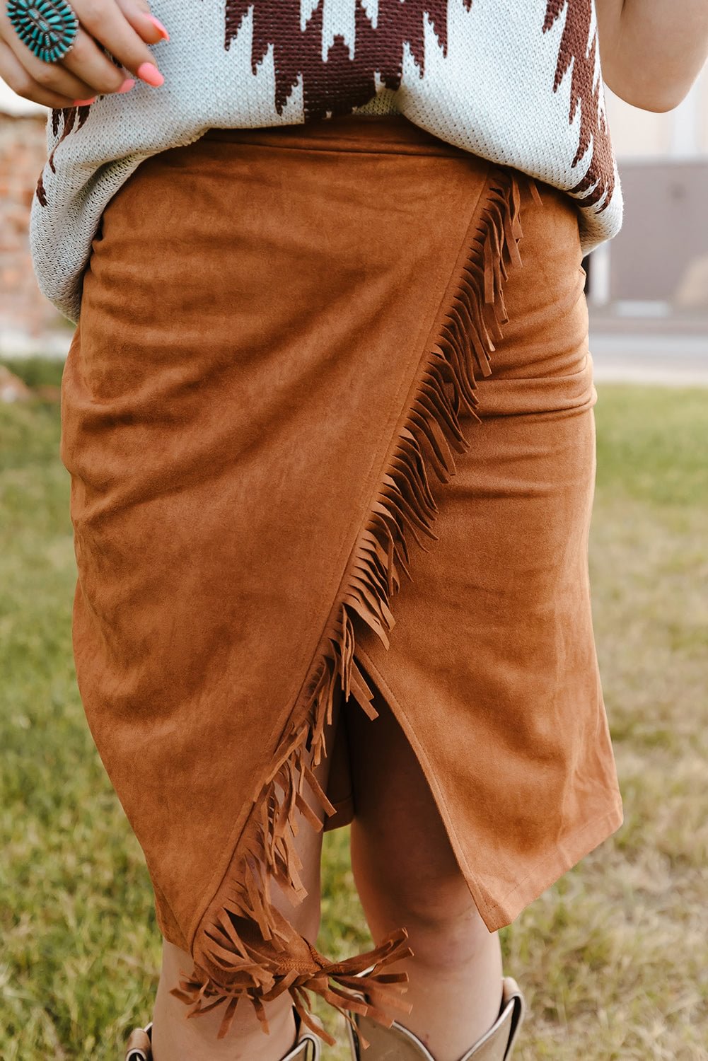 Fringe Western Wrap Skirt