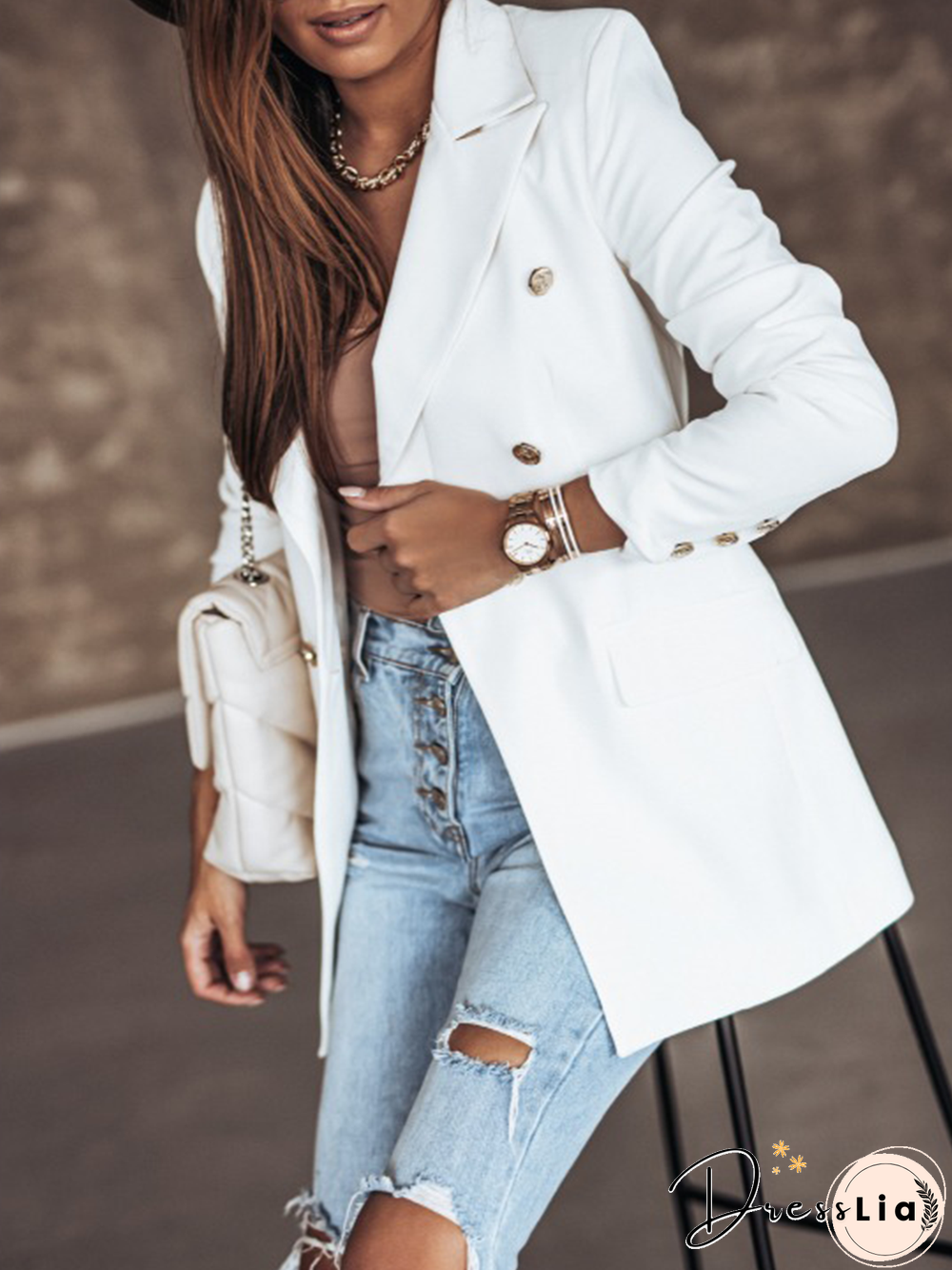 Shawl Collar Long Sleeve Blazer
