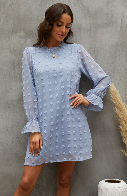 Mature Women Spring And Summer Casual Textured Woven Shift Dress