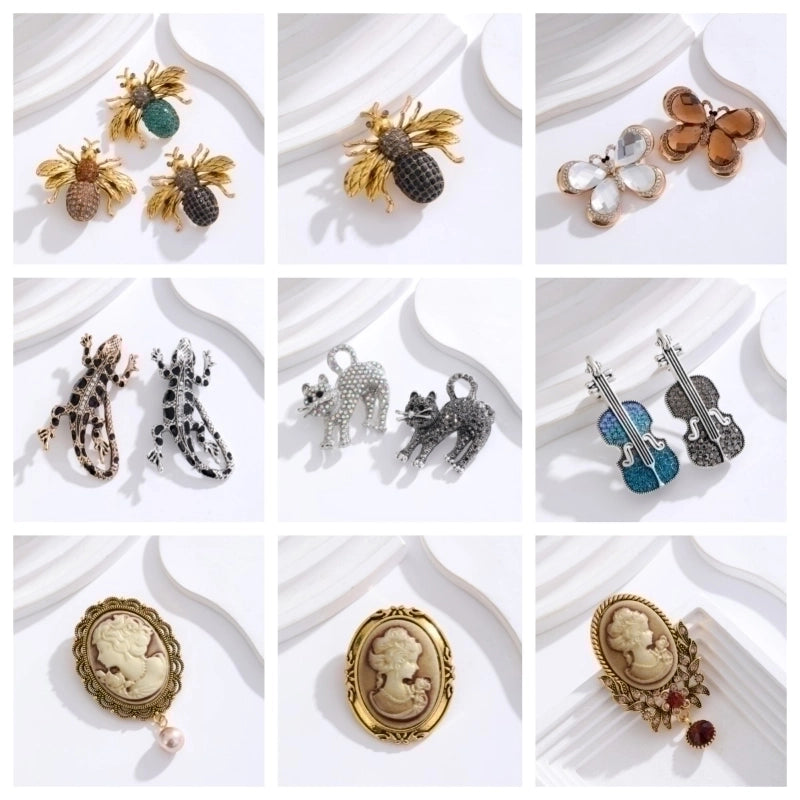 Casual Minimalist Human Animal Cello Alloy Inlay Rhinestones Unisex Brooches