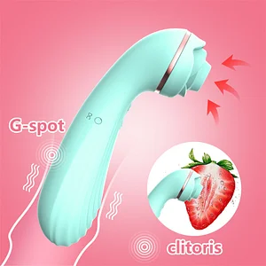 2-in-1 Cyan Rose Sucking and Vibrating Stick – 10 Speeds for Dual Stimulation