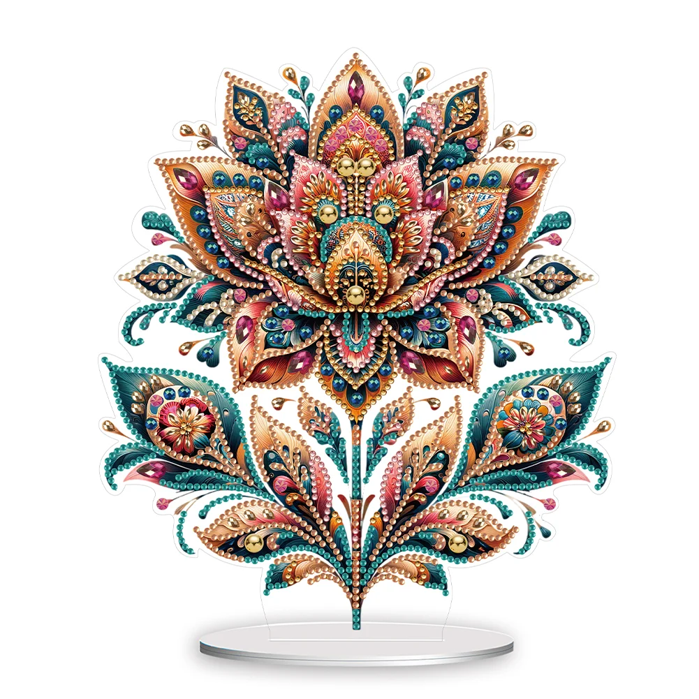 DIY Gorgeous Flower Acrylic Single Sided Diamond Painting Desktop Ornaments Kit for Office Desktop Decor