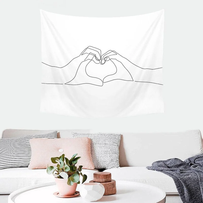 Line Draw Hippie Tapestry Hanging Wall Cloth Tapestries Carpet  Boho Decor Love Women Psychedelic Throw Blanket Mandala Tapestry