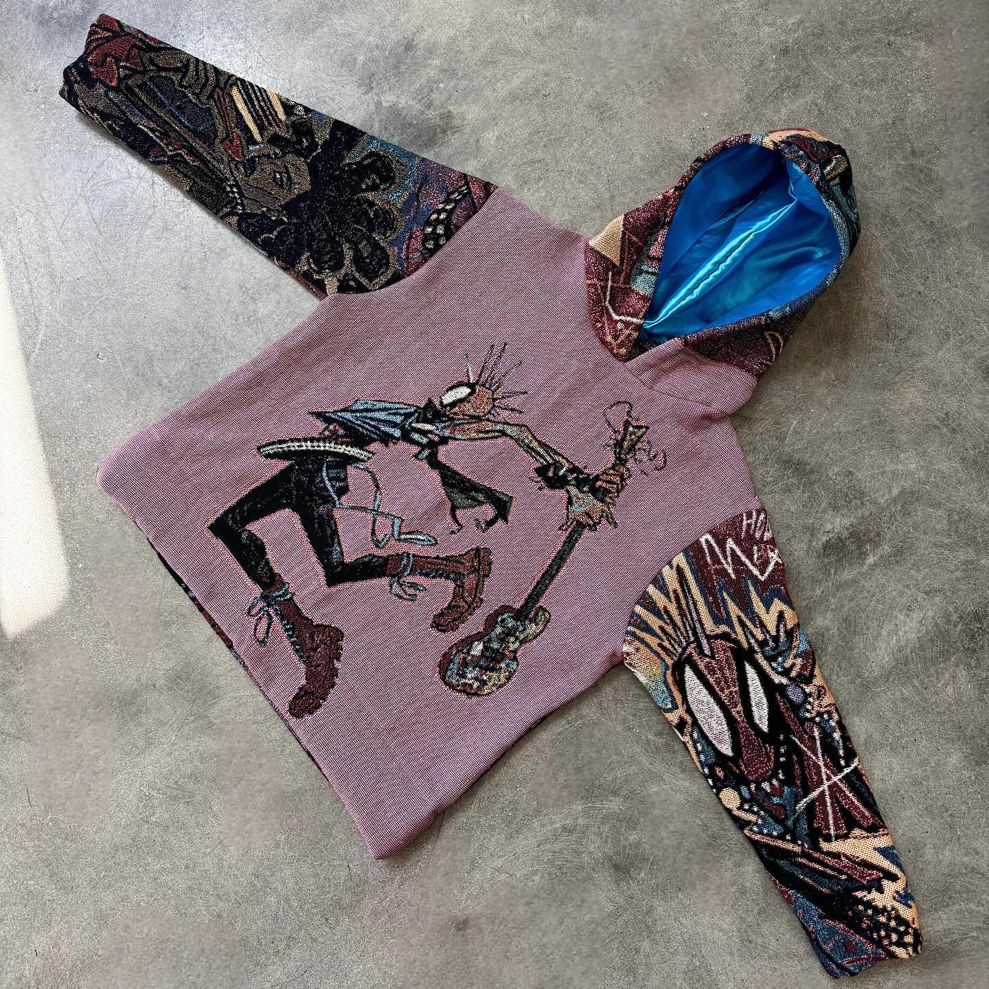 statement tapestry print hoodie