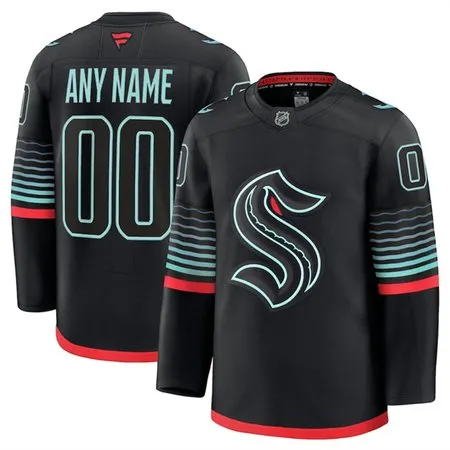 Youth Seattle Kraken Custom Black Alternate Stitched Hockey Jersey