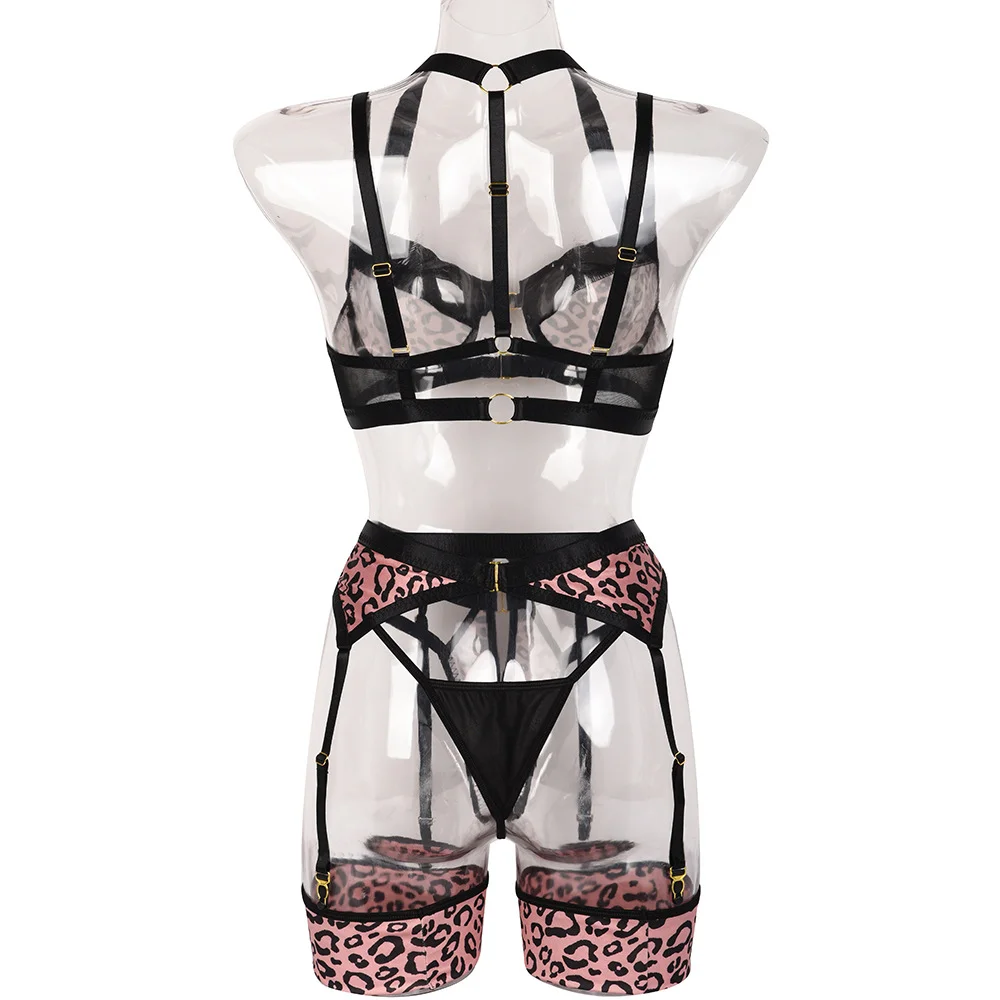 Billionm New Leopard Lingerie Women Sexy Hollowing Out Underwear Patchwork Sex Costumes Erotic Clothing Open Crotch Lengerie Bra Panty