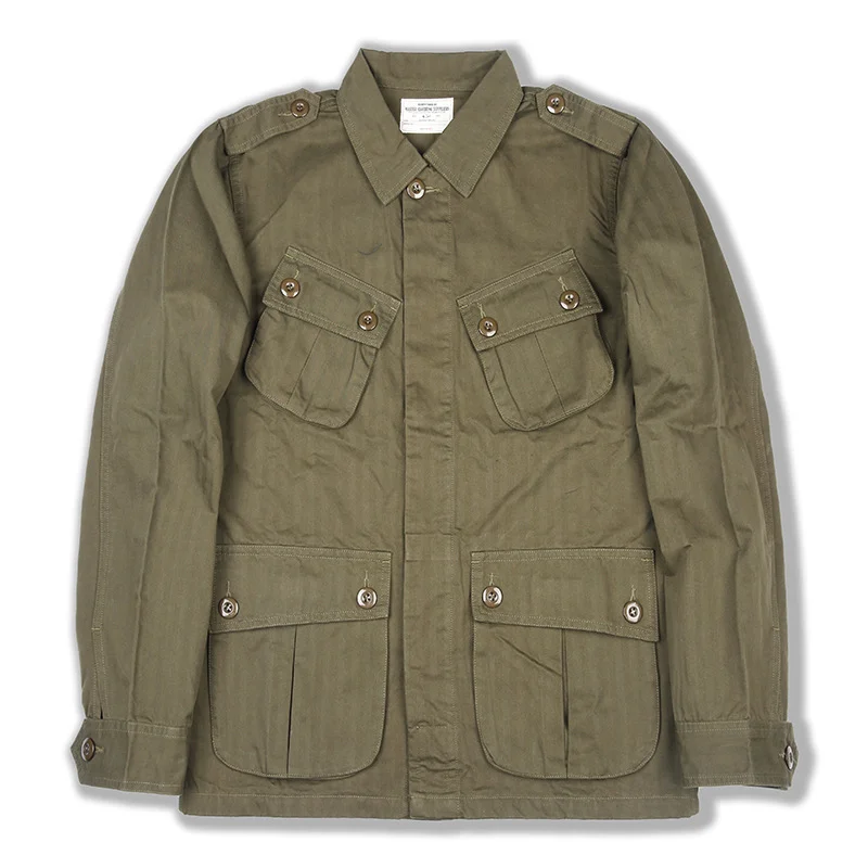 Mens Varsity Field Jacket With Four Pockets  Thickened Vintage Field Jacket Herringbone Texture Tcu Jacket For Fishing,Hunting,Outdoor,Work Wear