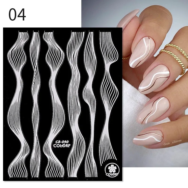 1PC Gold Sliver Striping Tape 3D Nail Stickers Geometry Lines Slider For Nails Gel Polish Decals For Manicures DIY Decoration-Nail Inspo