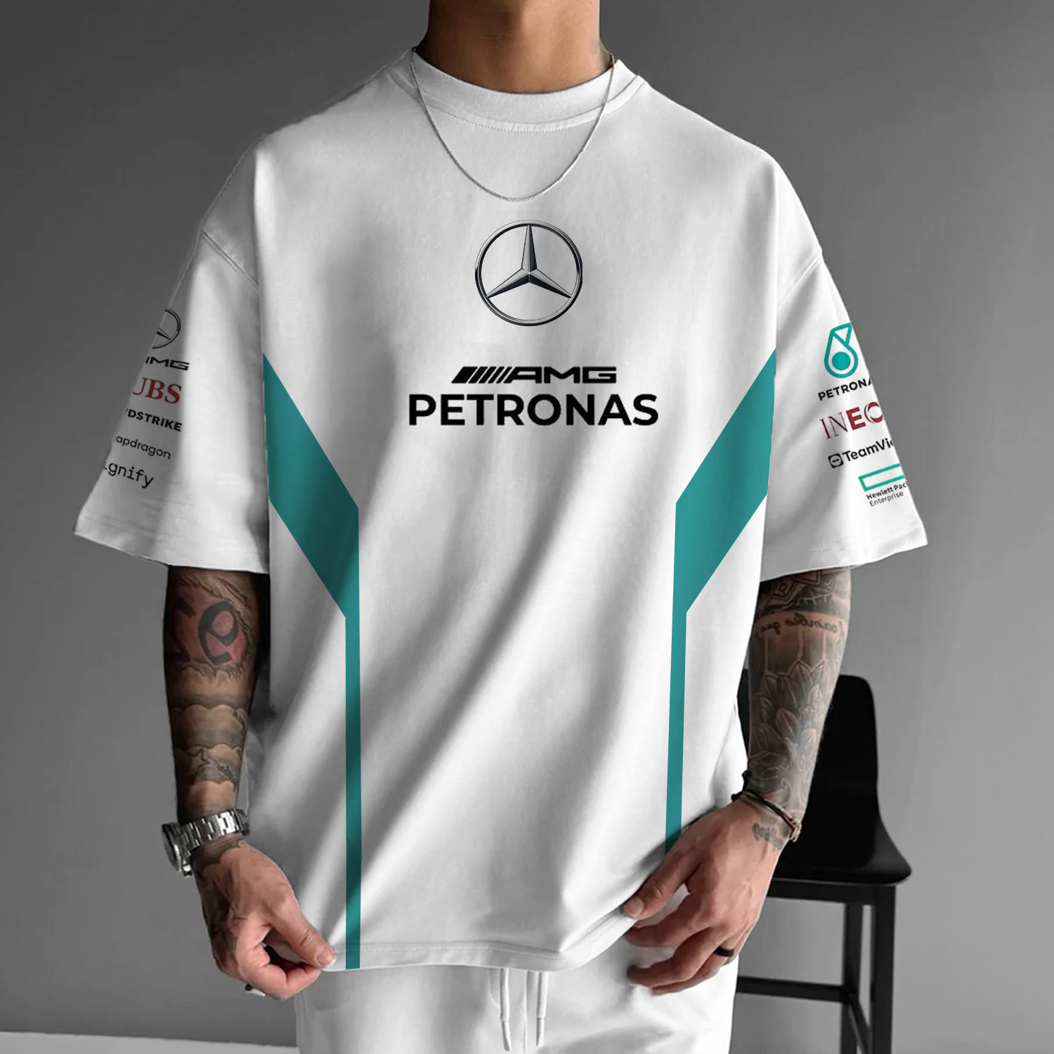 Unisex Racing Movie Team Logo Print Oversized T-Shirt / TECHWEAR CLUB / Techwear