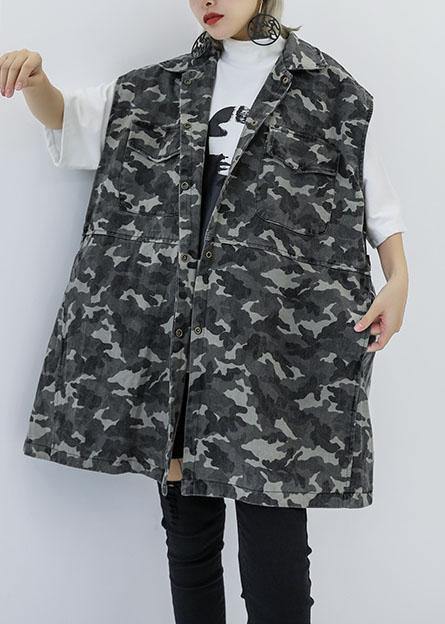 VCSHOES Camouflage cotton tunics for women wild Plus Size Clothing fall tops